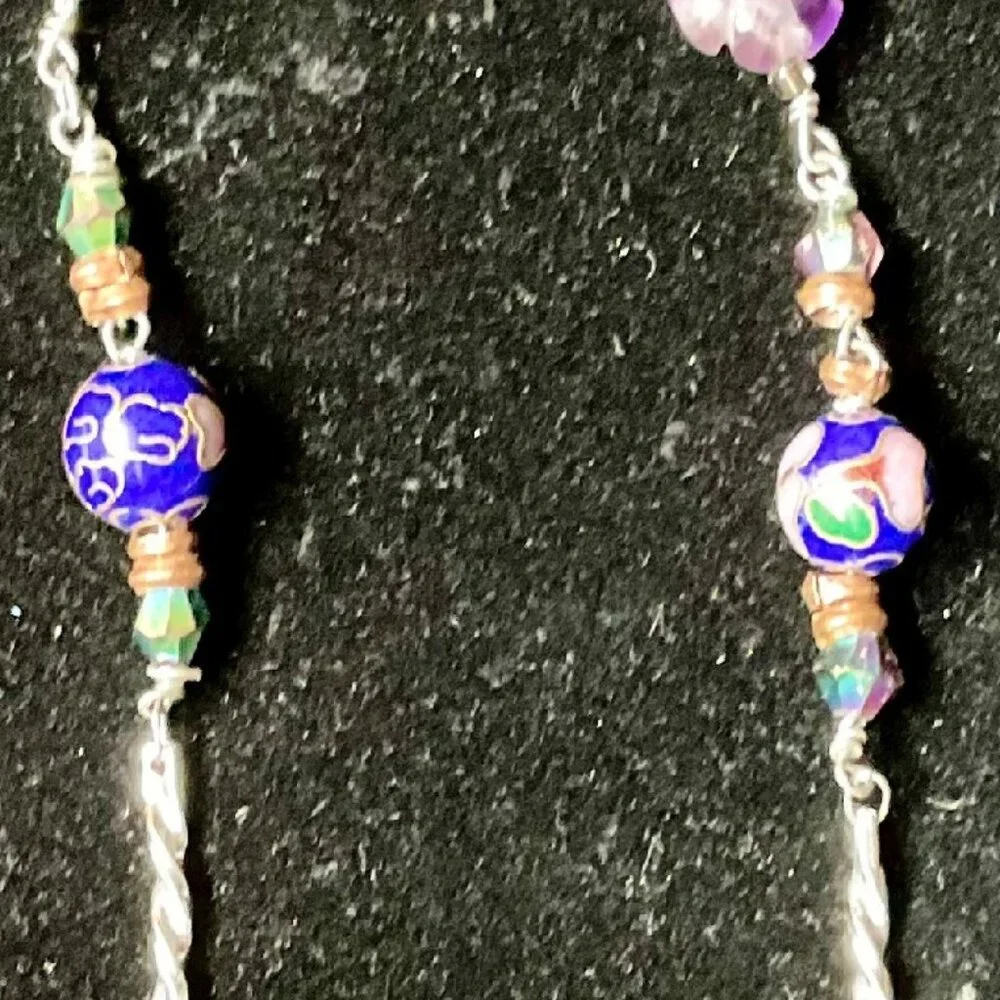 8” rhodium over silver, genuine amethyst bracelet/anklet - Picture 3 of 4